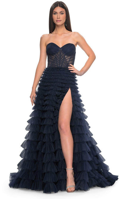 La Femme 32283 - Tiered A-Line Prom Dress Prom Dresses 00 / Navy