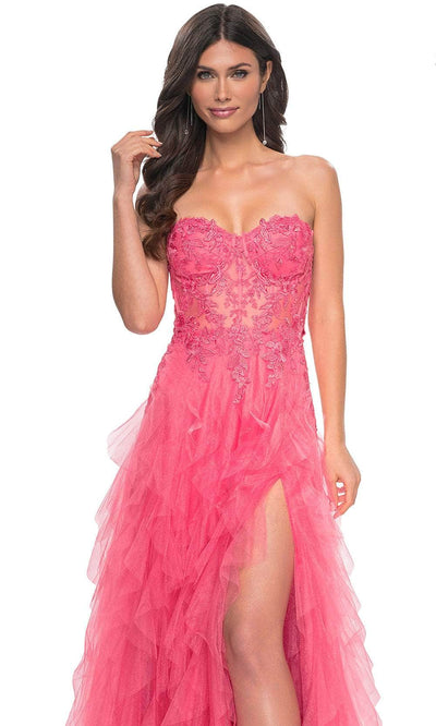 La Femme 32286 Strapless Ruffle A-Line Prom Gown