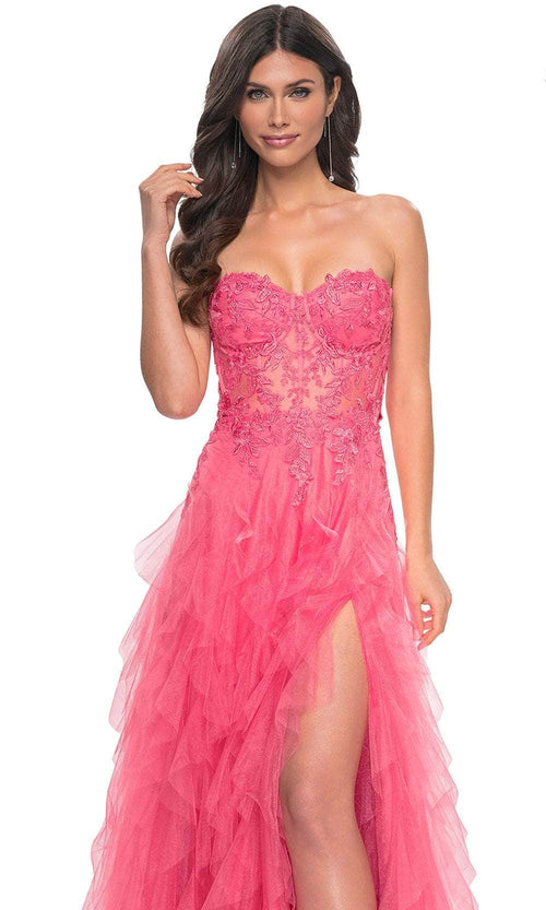 La Femme 32286 Strapless Ruffle A-Line Prom Gown