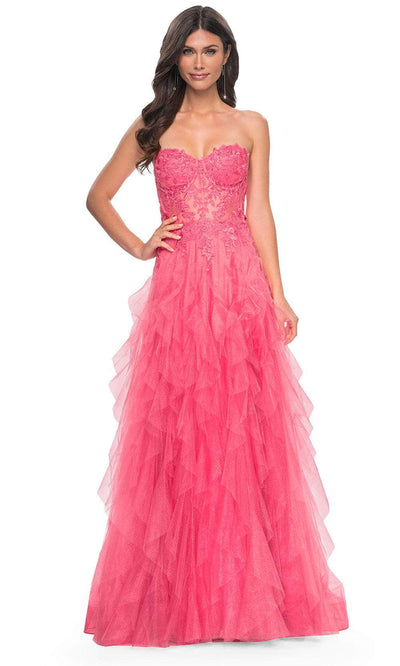 La Femme 32286 Strapless Ruffle A-Line Prom Gown