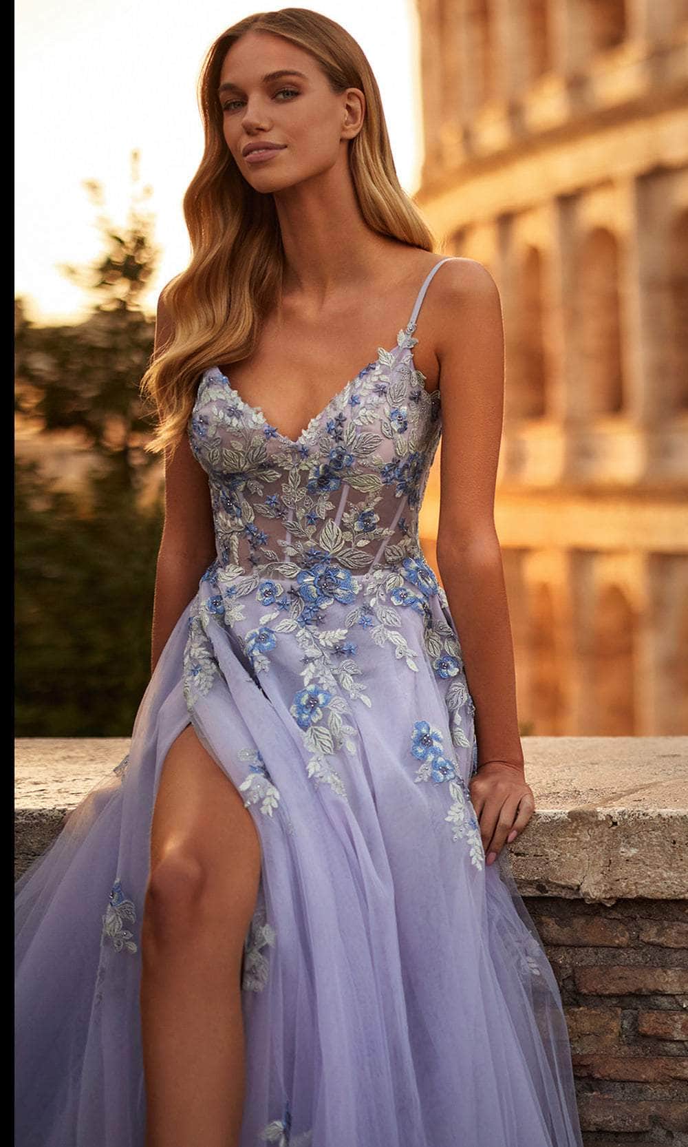 La Femme 32288 Tulle V-Neck Prom Gown