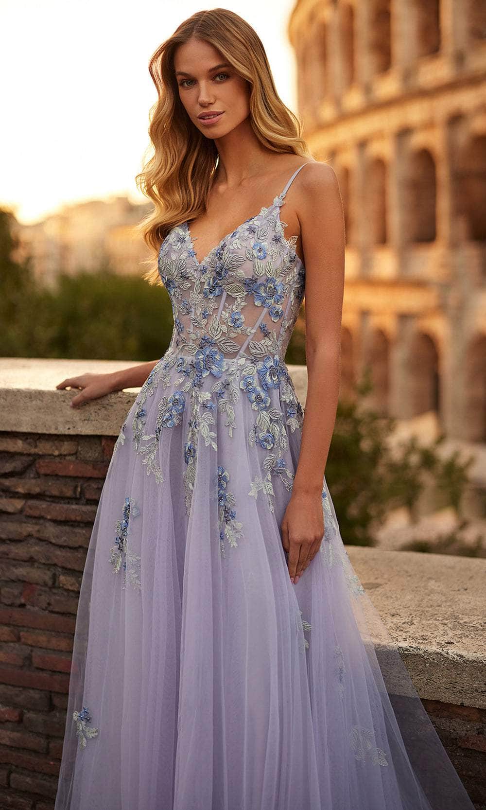 La Femme 32288 Tulle V-Neck Prom Gown