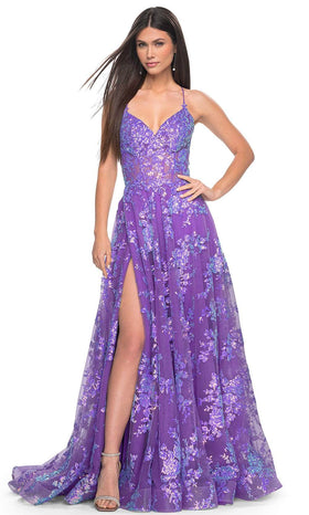 La Femme 32291 Shimmer Sleeveless A-Line Prom Gown