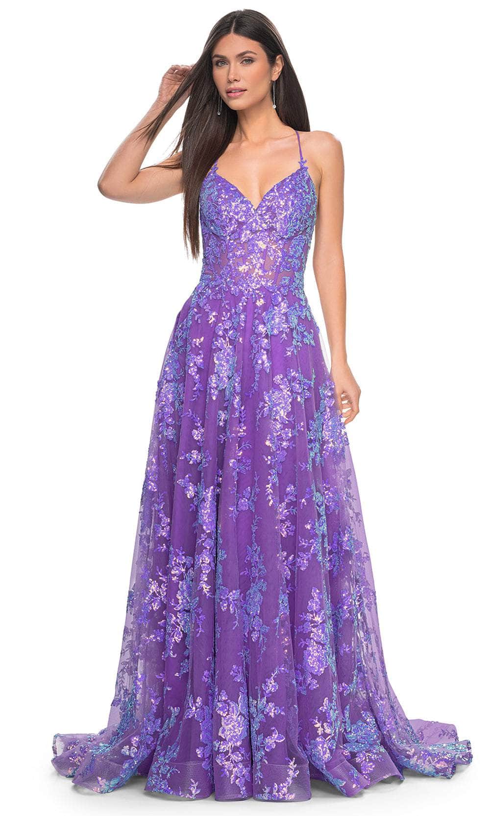 La Femme 32291 Shimmer Sleeveless A-Line Prom Gown