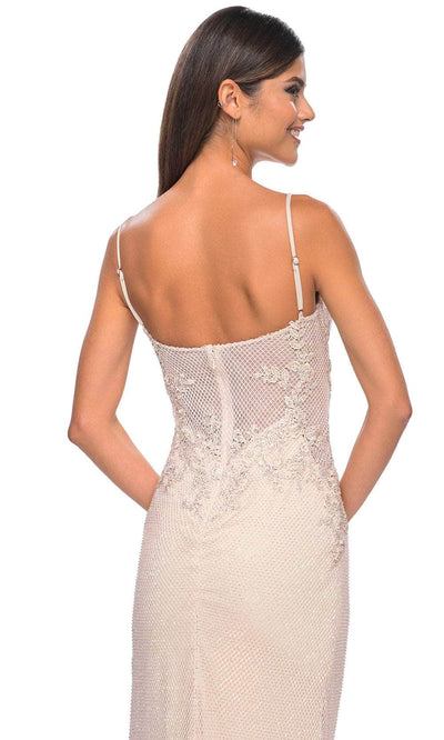 La Femme 32292 Deep V-Neck Sheer Corset Prom Gown