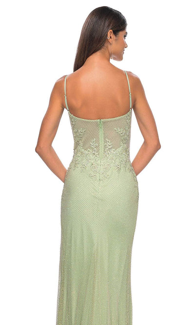 La Femme 32292 Deep V-Neck Sheer Corset Prom Gown