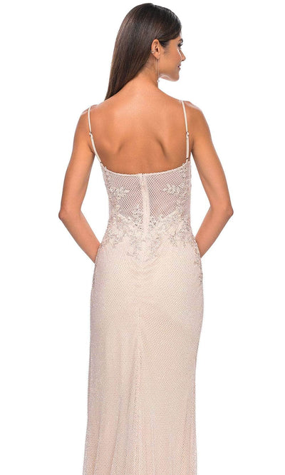 La Femme 32292 Deep V-Neck Sheer Corset Prom Gown