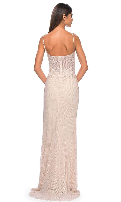 La Femme 32292 Deep V-Neck Sheer Corset Prom Gown