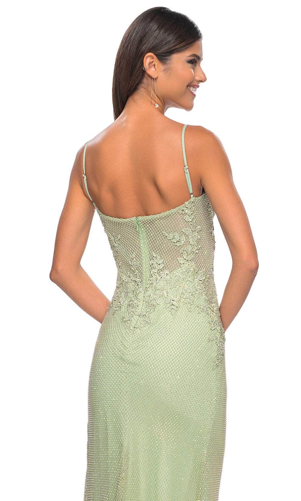 La Femme 32292 Deep V-Neck Sheer Corset Prom Gown