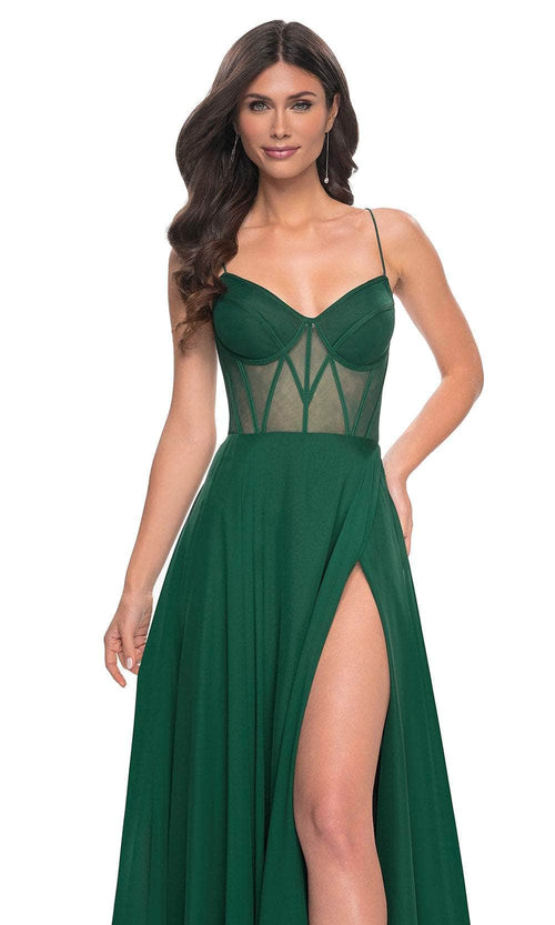 La Femme 32296 High Slit Chiffon Prom Dress