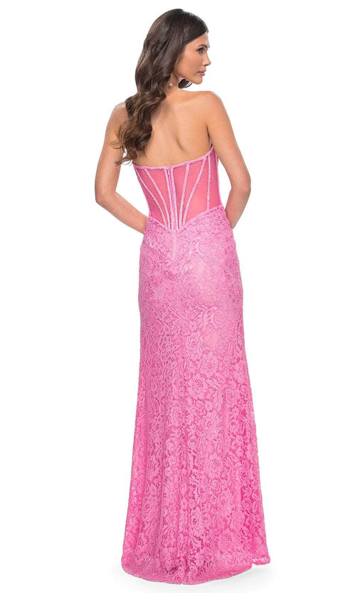 La Femme 32298 Illusion Back Floral Lace Prom Gown