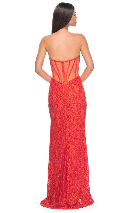 La Femme 32298 Illusion Back Floral Lace Prom Gown