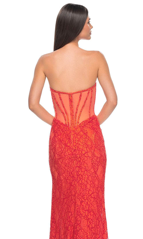 La Femme 32298 Illusion Back Floral Lace Prom Gown