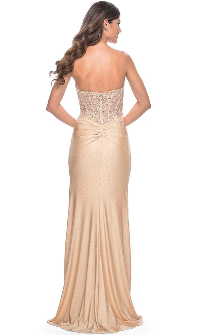 La Femme 32301 Embroidered Corset Strapless Prom Dress