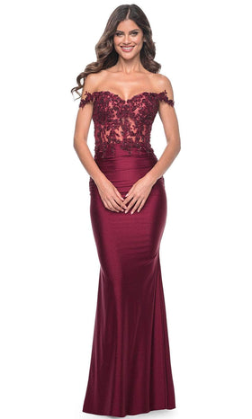 La Femme 32302 Applique Corset Prom Dress