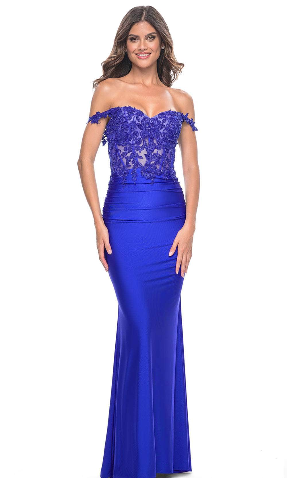 La Femme 32302 - Applique Corset Prom Dress Prom Dresses 00 / Royal Blue