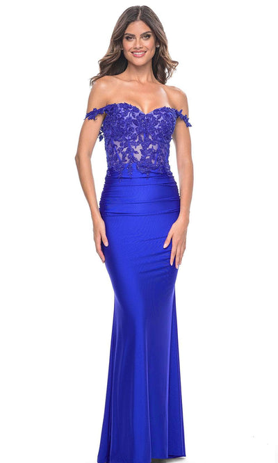 La Femme 32302 - Applique Corset Prom Dress Prom Dresses 00 / Royal Blue