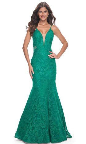 La Femme 32315 V-Neck Lace Mermaid Prom Gown