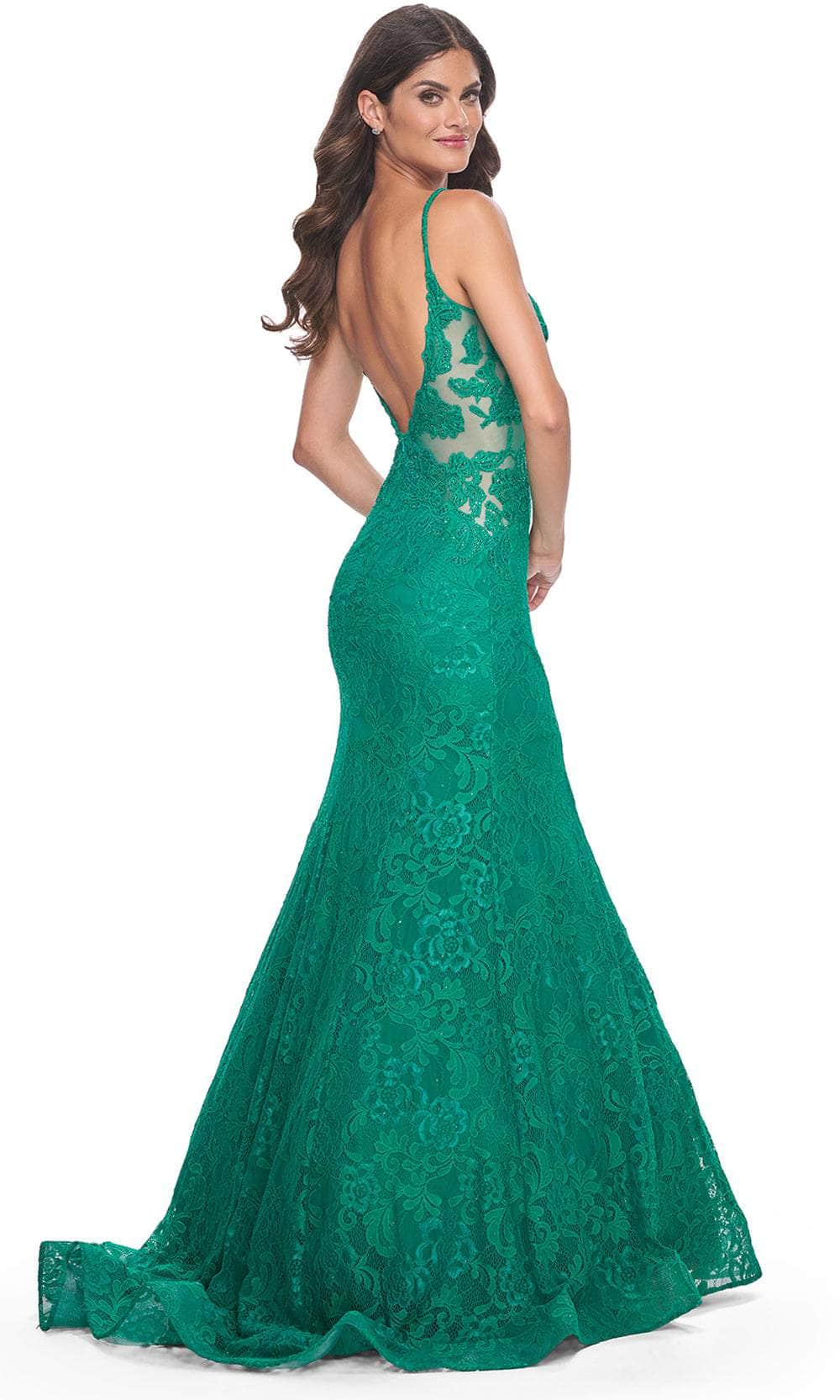 La Femme 32315 V-Neck Lace Mermaid Prom Gown