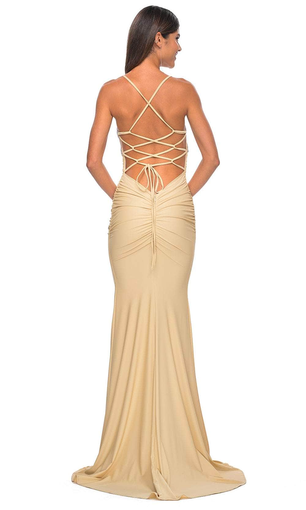 La Femme 32320 Draped Metallic Prom Dress