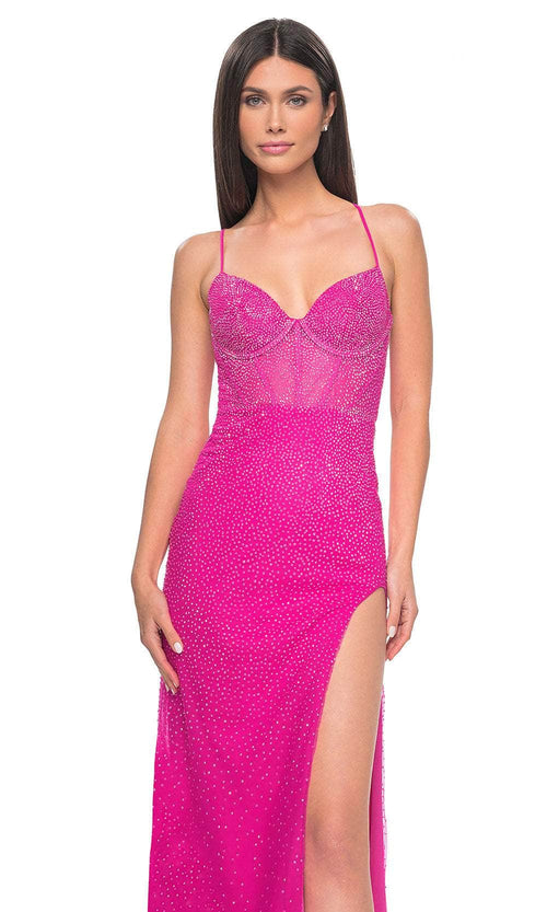 La Femme 32328 Sleeveless Corset Bodice Prom Dress