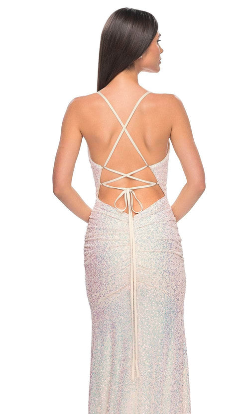 La Femme 32331 Lace-Up Back Sequin Prom Dress
