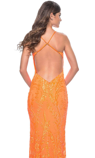 La Femme 32343 Sleeveless Leaf Designed Prom Dress