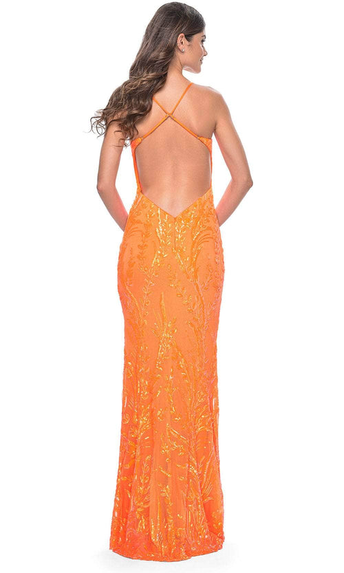 La Femme 32343 Sleeveless Leaf Designed Prom Dress