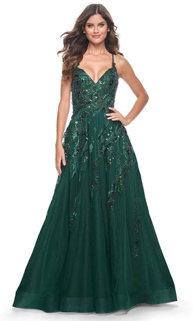 La Femme 32346 Beaded V-Neck Prom Gown