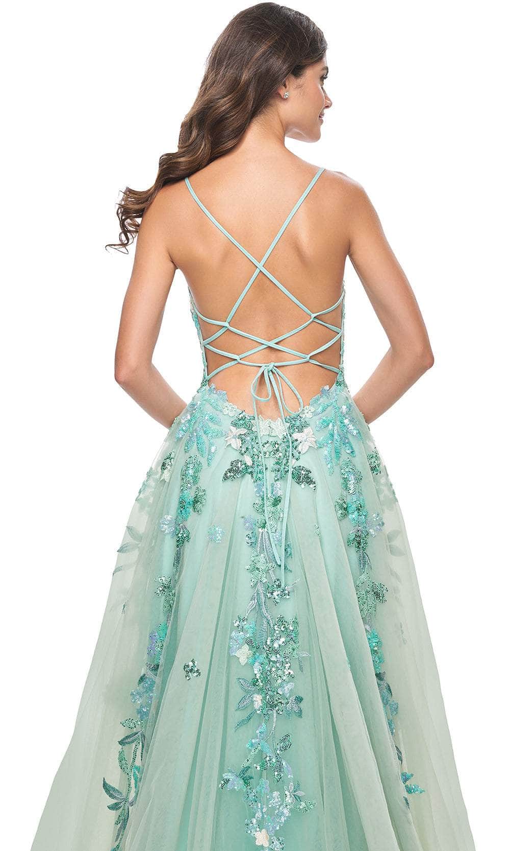 La Femme 32347 Sleeveless Lace Applique Prom Gown