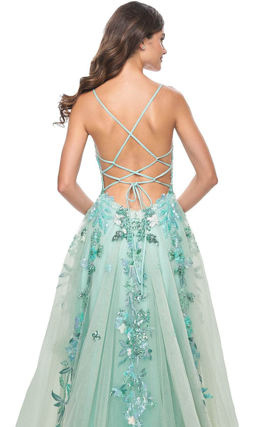 La Femme 32347 Sleeveless Lace Applique Prom Gown