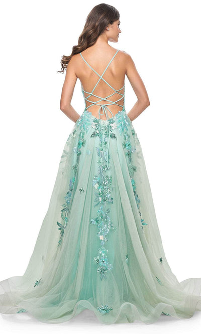 La Femme 32347 Sleeveless Lace Applique Prom Gown