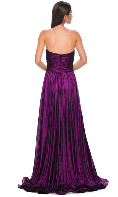 La Femme 32382 Metallic Chiffon Sweetheart Evening Gown