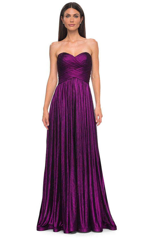 La Femme 32382 - Metallic Chiffon Sweetheart Evening Gown Special Occasion Dress