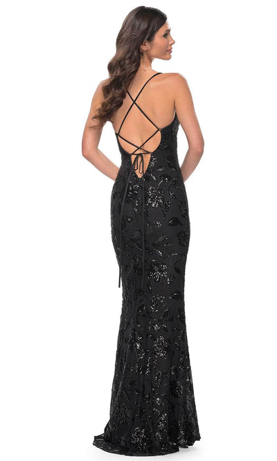 La Femme 32415 Floral Sequin Sleeveless Prom Gown