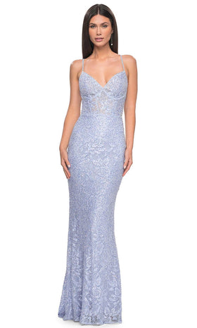 La Femme 32434 Allover Lace Sleeveless Prom Gown