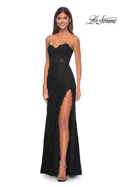 La Femme 32437 Scalloped Lace Sweetheart Prom Gown