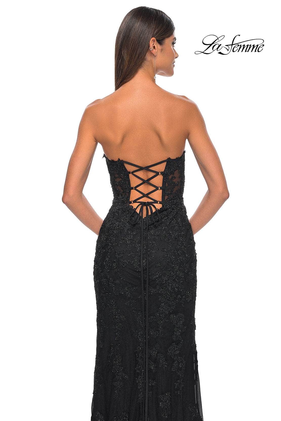 La Femme 32437 Scalloped Lace Sweetheart Prom Gown