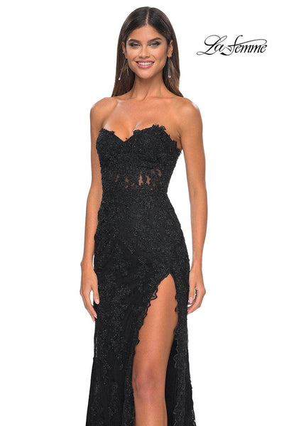 La Femme 32437 Scalloped Lace Sweetheart Prom Gown