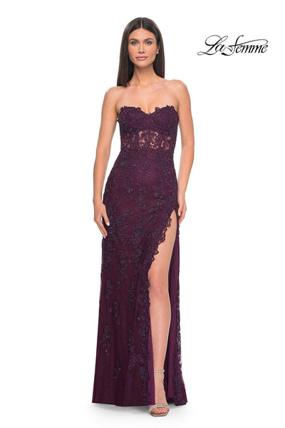 La Femme 32437 - Scalloped Lace Sweetheart Prom Gown Special Occasion Dress