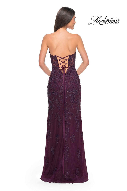 La Femme 32437 Scalloped Lace Sweetheart Prom Gown