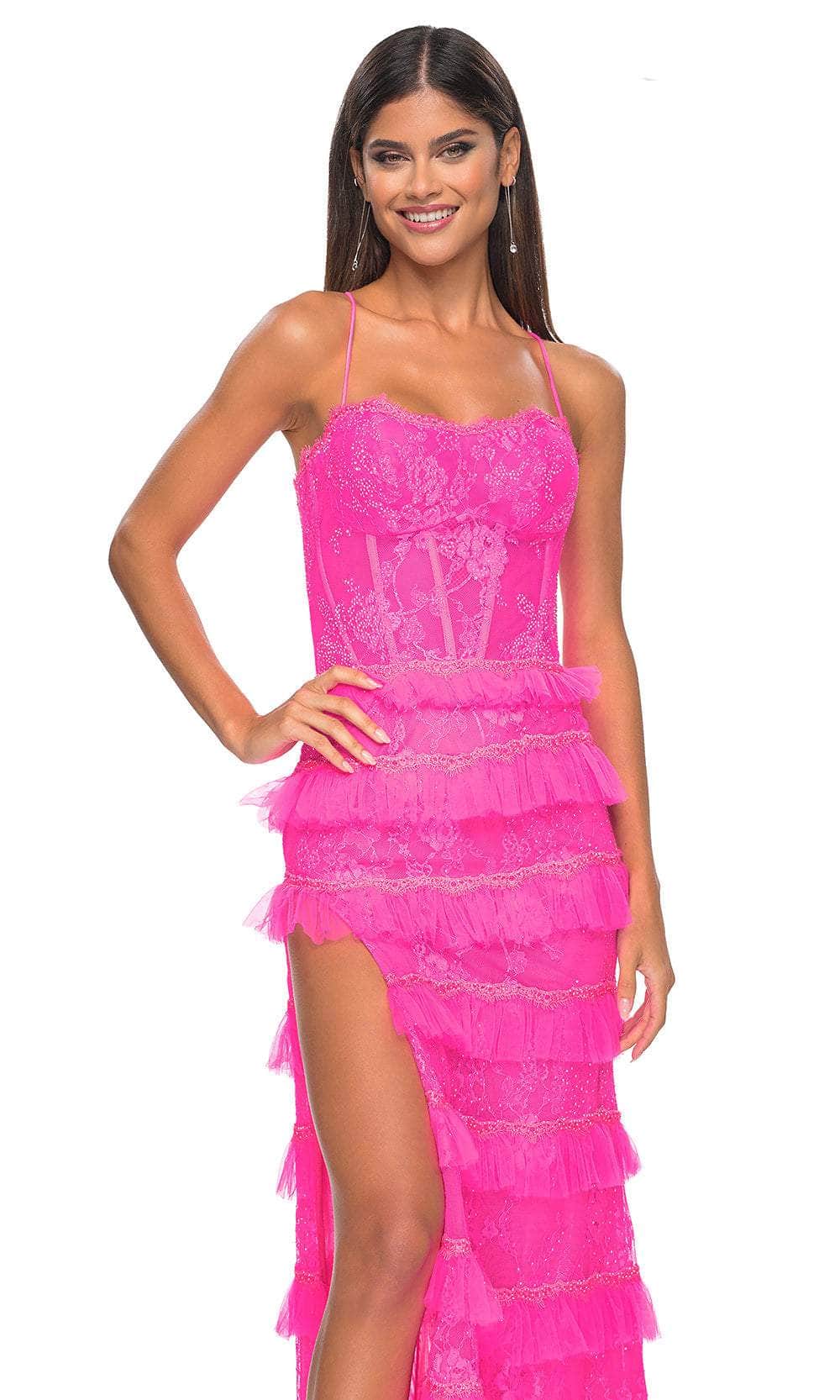 La Femme 32442 Embellished Sleeveless Tiered Skirt Prom Gown