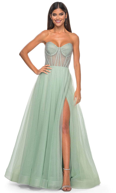 La Femme 32445 Strapless Net Bodice Prom Dress