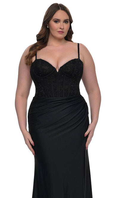 La Femme 32449 Illusion Lace Corset Gown