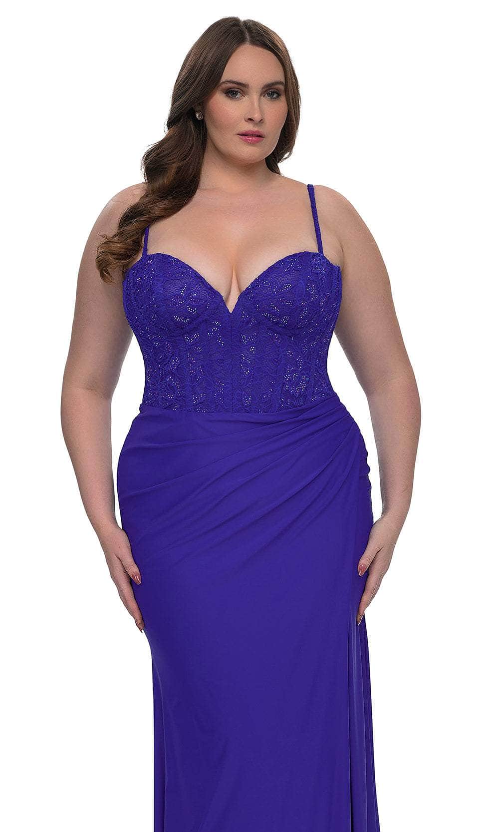 La Femme 32449 Illusion Lace Corset Gown