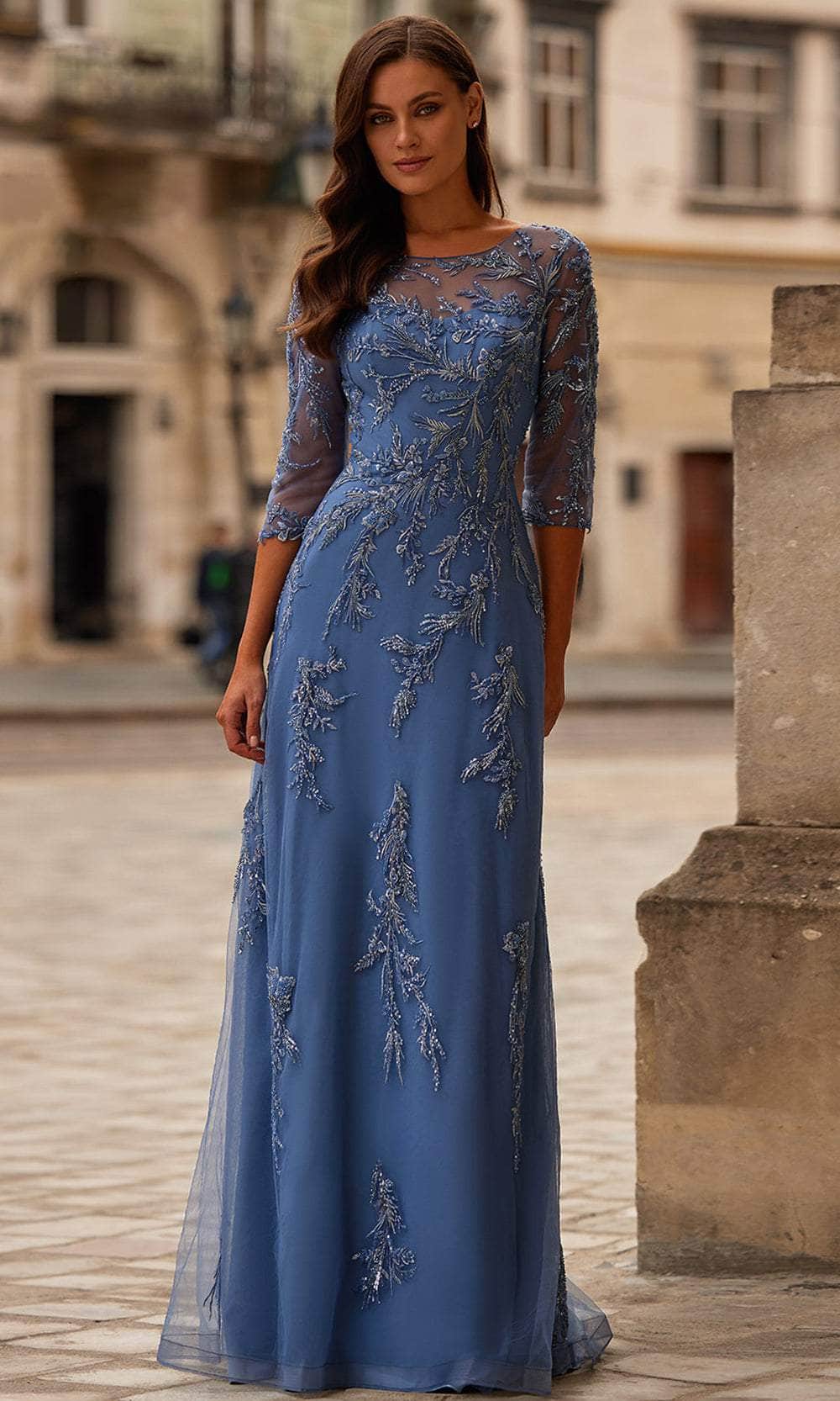 La Femme 32612 - Embroidered Bateau Neck Evening Gown Special Occasion Dress