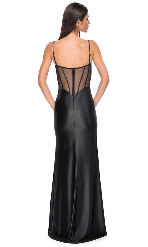 La Femme 32640 Illusion Back Sleeveless Prom Gown with Slit