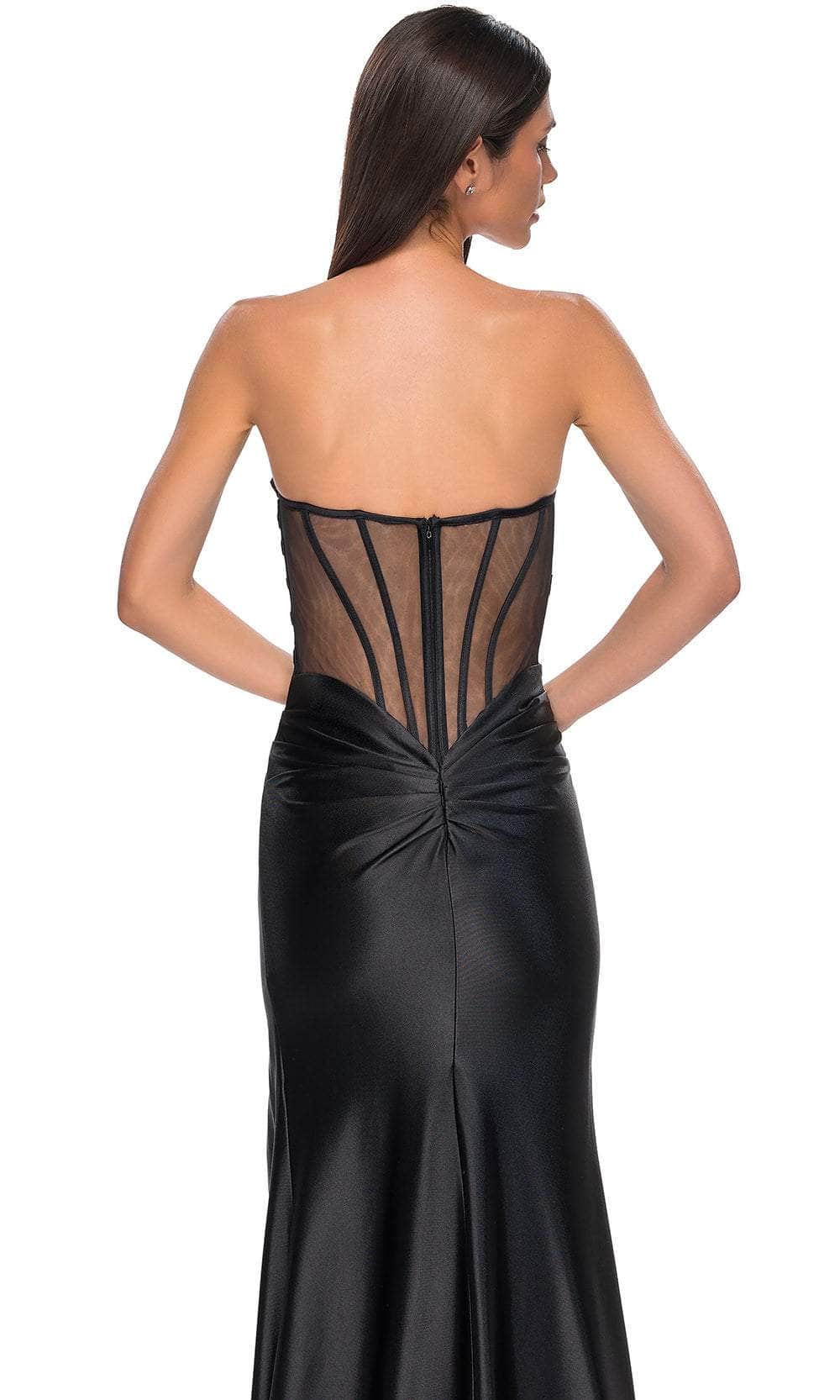 La Femme 32649 Illusion Corset Back Sheath Prom Gown