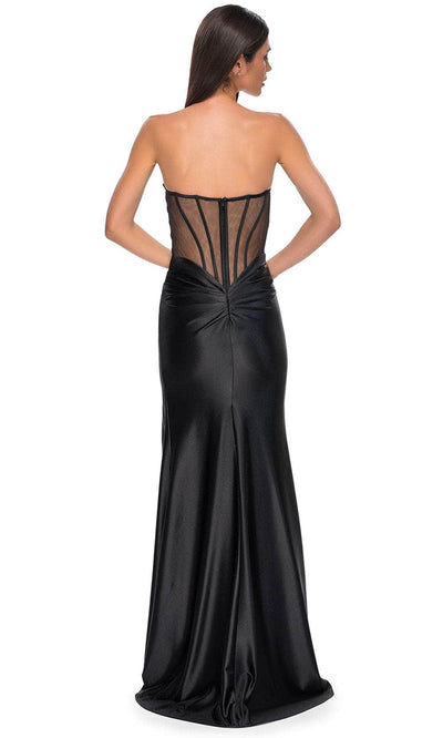 La Femme 32649 Illusion Corset Back Sheath Prom Gown