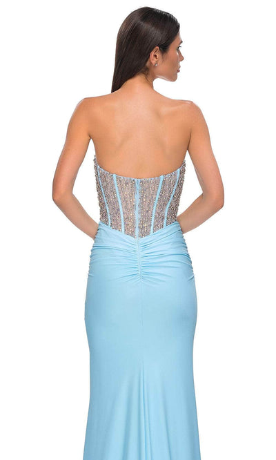 La Femme 32669 Strapless Rhinestone Embellished Prom Gown
